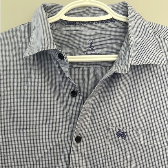 7 for all Mankind Men's Blue Button-Up Shirt - Picture 3 of 10